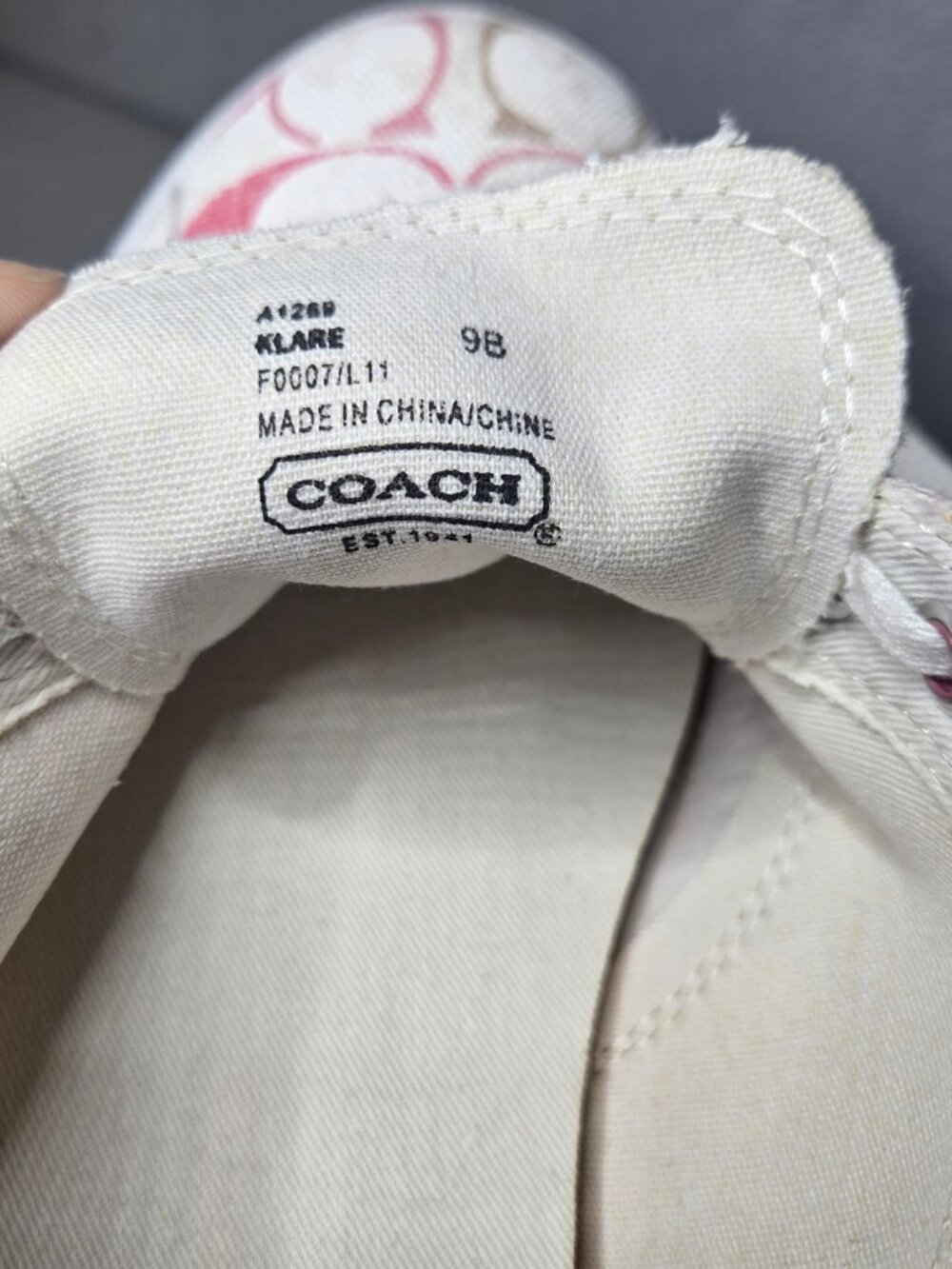 Coach Klare Signature Canvas Sneakers Pink White Lace Up Shoes Women's 9B - Picture 4 of 4